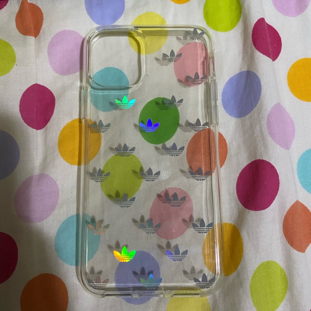 adidas Transparent Case with Multicolor Trefoil Logos